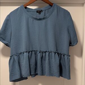 Elegant Blue Ruffle Blouse